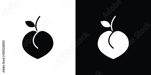 Peach icons in black and white shilhouette style for App Ui