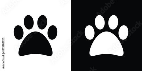 Paw icons in black and white shilhouette style for App Ui