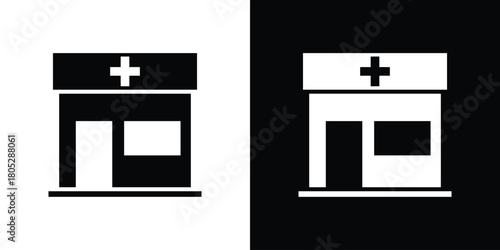 Pharmacy icons in black and white shilhouette style for App Ui