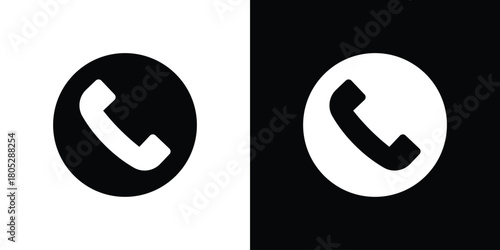 Phone call icons in black and white shilhouette style for App Ui