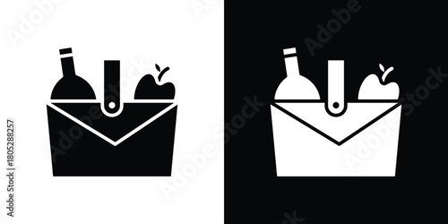 Picnic icons in black and white shilhouette style for App Ui