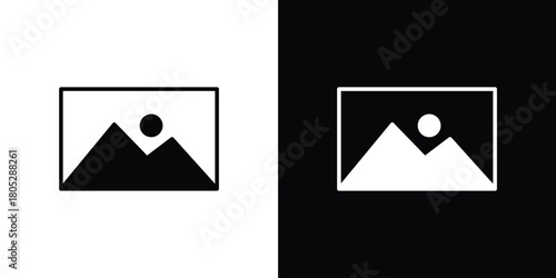 Picture icons in black and white shilhouette style for App Ui