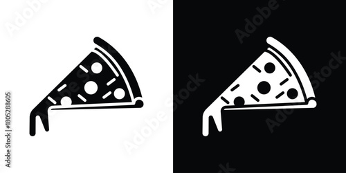 Pizza slice icons in black and white shilhouette style for App Ui