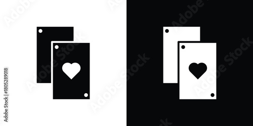 Playing cards icons in black and white shilhouette style for App Ui