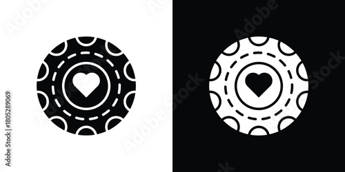 Poker chip icons in black and white shilhouette style for App Ui