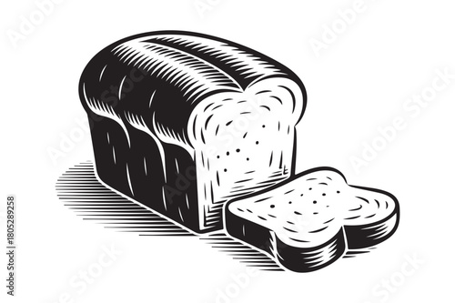 Vintage style loaf of bread with sliced pieces