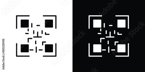 Qrcode icons in black and white shilhouette style for App Ui