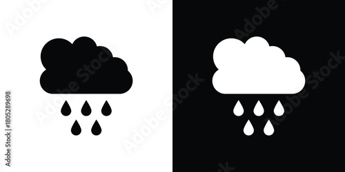 Rain icons in black and white shilhouette style for App Ui