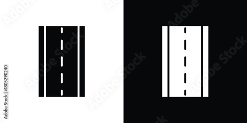 Road icons in black and white shilhouette style for App Ui