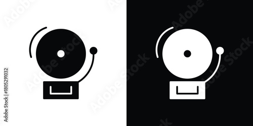 School bell icons in black and white shilhouette style for App Ui