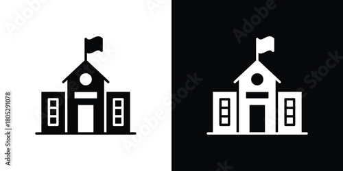 school icons in black and white shilhouette style for App Ui