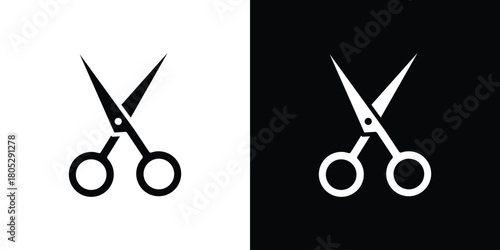 Scissors icons in black and white shilhouette style for App Ui