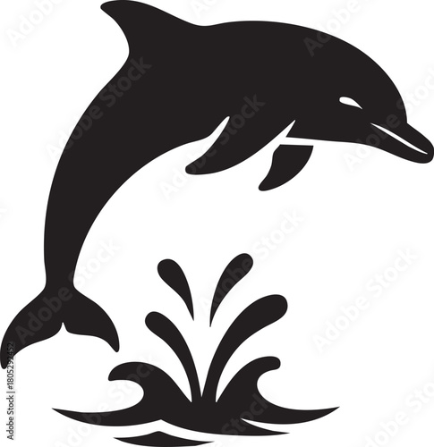Dolphin jumping from water silhouette vector