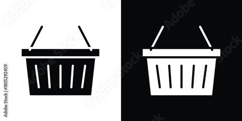 Shopping basket icons in black and white shilhouette style for App Ui