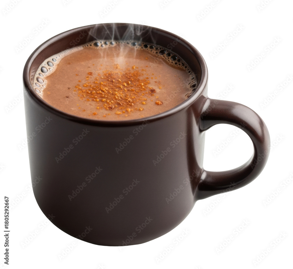 Fototapeta premium Steaming cup of spiced hot chocolate cozy kitchen food isolated on transparent background