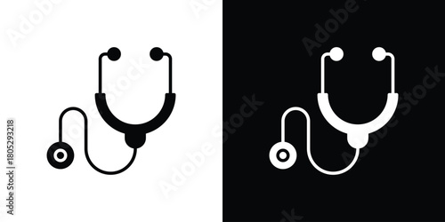 Stethoscope icons in black and white shilhouette style for App Ui