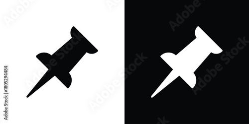 Thumbtack icons in black and white shilhouette style for App Ui