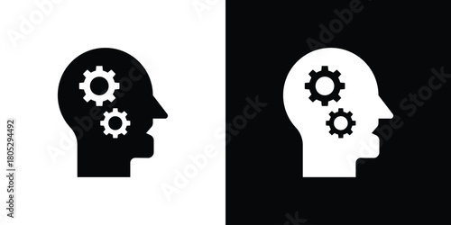 Thinking icons in black and white shilhouette style for App Ui