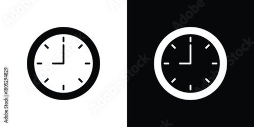 Time clock icons in black and white shilhouette style for App Ui