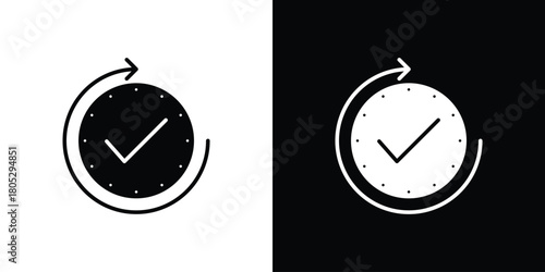 Time check icons in black and white shilhouette style for App Ui