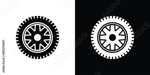 Tire icons in black and white shilhouette style for App Ui