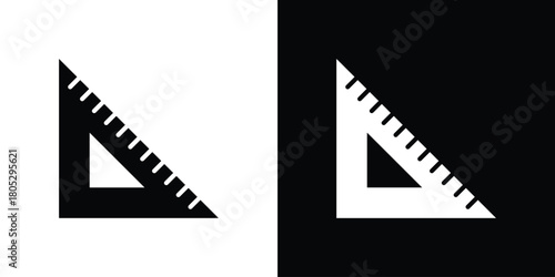 Triangle ruler icons in black and white shilhouette style for App Ui