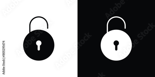 Unlock icons in black and white shilhouette style for App Ui