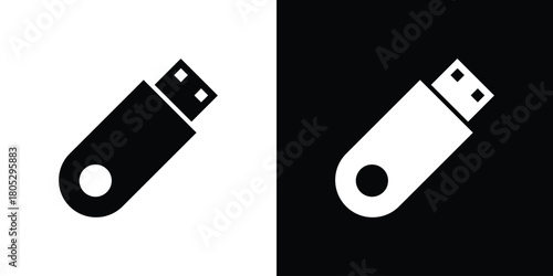 USB pendrive icons in black and white shilhouette style for App Ui