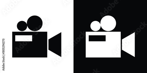 Video camera icons in black and white shilhouette style for App Ui