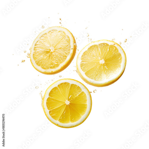 Lemon Splashing on Transparent Background. PNG