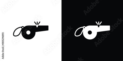 Whistle icons in black and white shilhouette style for App Ui
