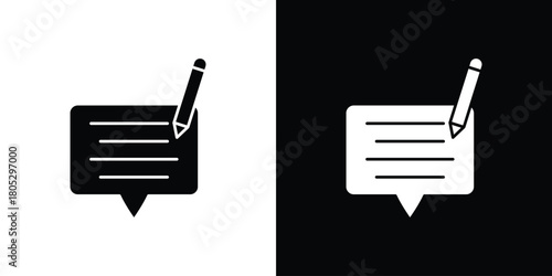 Write comment icons in black and white shilhouette style for App Ui