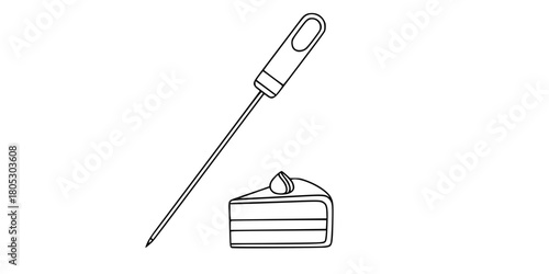 Cake Tester Skewer Finished Dessert Flat Vector Illustration