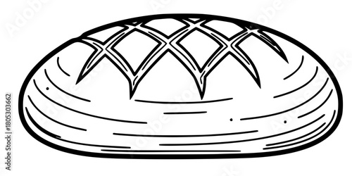 Artisanal Sourdough Loaf Geometric Scoring Flat Vector Icon