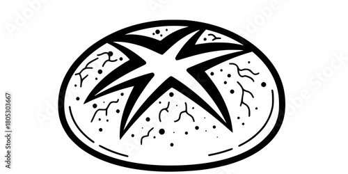 Artisanal Sourdough Loaf Geometric Scoring Flat Vector Icon