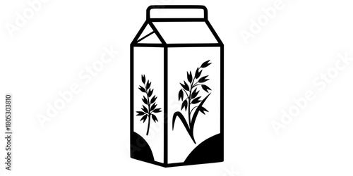 Plant-Based Oat Milk Carton Simple Flat Vector Icon