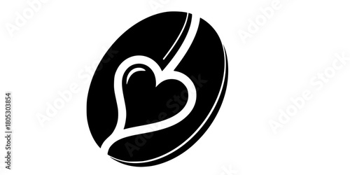 Coffee Bean Heart Shape Simple Flat Vector Icon Cafe