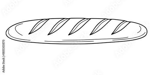French Baguette Diagonal Scoring Minimalist Line Art Vector