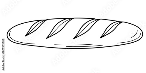 French Baguette Diagonal Scoring Minimalist Line Art Vector