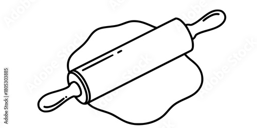 Rolling Pin and Dough Baking Preparation Flat Vector Illustration