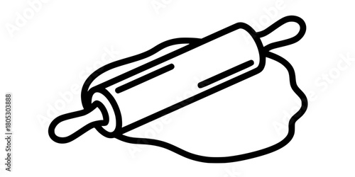 Rolling Pin and Dough Baking Preparation Flat Vector Illustration