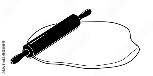 Rolling Pin and Dough Baking Preparation Flat Vector Illustration