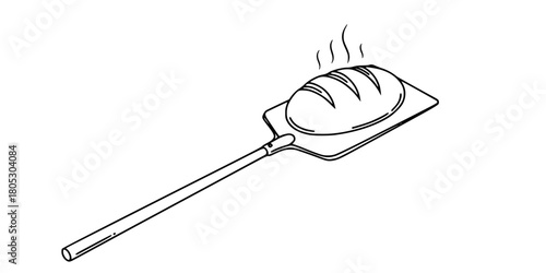Artisanal Bakery Peel Shovel Simple Line Art Vector