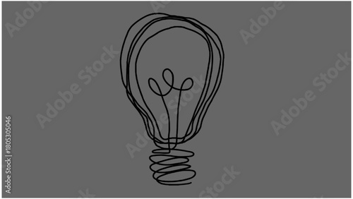 Hand-Drawn Rough Outline Light Bulb Vector Illustration, Sketchy Idea Concept Graphic, Creative Thinking Doodle Icon, Isolated Innovation Symbol.