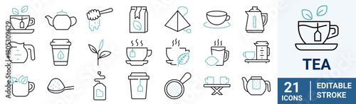 Breakfast line web icons. Food line icon set, salad, octopus soup, funchose, clam, chinese chicken, kebab,