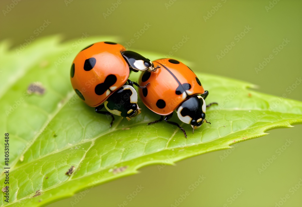 Fototapeta premium A view of a Ladybird on a green leaf