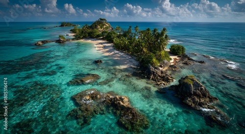 Wallpaper Mural Aerial View Of A Tropical Island Chain With Turquoise Lagoon Photo Torontodigital.ca
