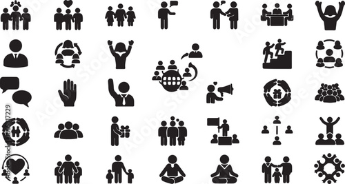 Diverse teamwork and communication icons 