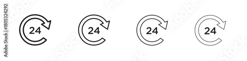 24 Hrs icons vector logo illustration simple design. Web UI design.