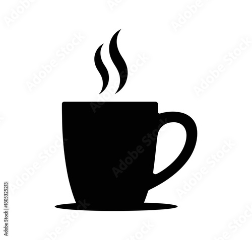 Black coffee cup vector graphic illustration for coffee shop and cafe design elements art icon